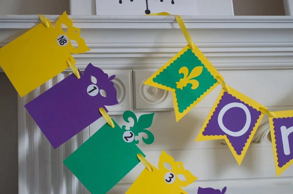 狂欢节 1 岁生日快乐横幅狂欢节派对装饰 — 第 4/4 张图片