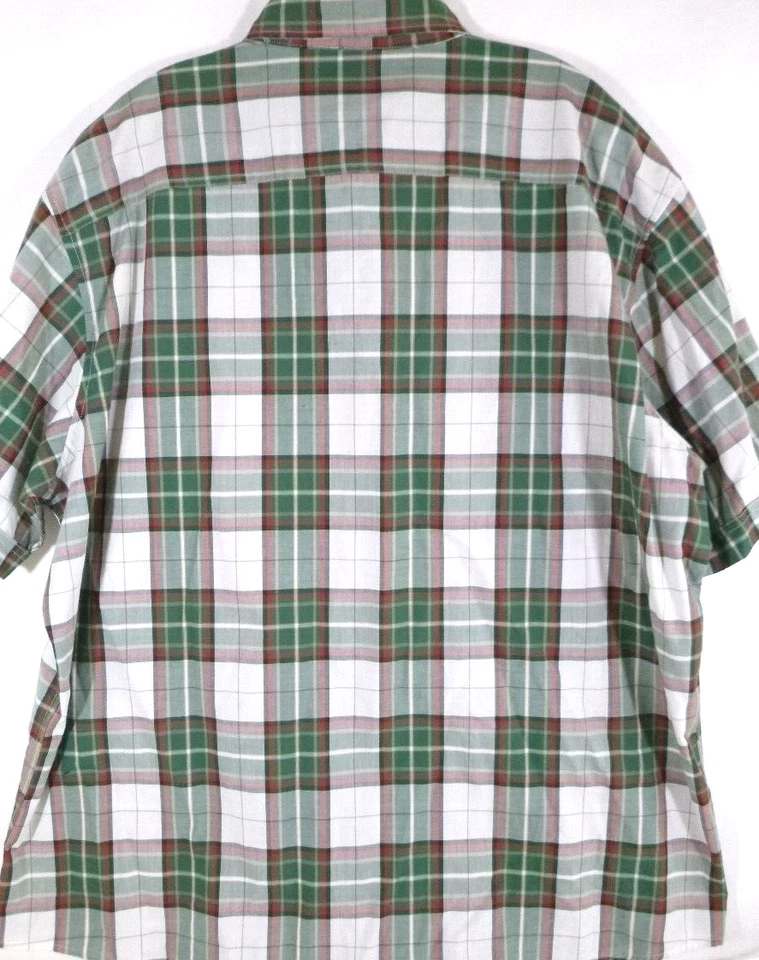 Arrow-Mens Short Sleeve Casual Button Down Shirt-2XL XXL-Green Plaid - Image 3 of 4