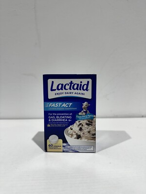 LACTAID Fast Act Lactose Enzyme Supplement Vanilla Twist Flavor - 60 Chewable...