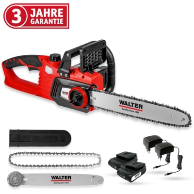 WALTER Akku-Kettensäge, Schwertlänge 35cm, inkl. 2 20V  Li-Ion Akkus, Motorsäge