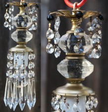 Vintage SWAG Pressed stacked glass Retro mid Century lamp chandelier crystal
