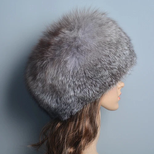 Natürliches Fuchspelz Damen Winter warm flauschig beliebt weiblich rund Mütze Echtfell Mützen - Bild 32 von 32
