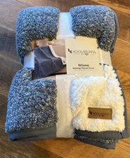 NEW Koolaburra by UGG Wiona Sherpa Blanket 50 x 70” Blue Stonewash