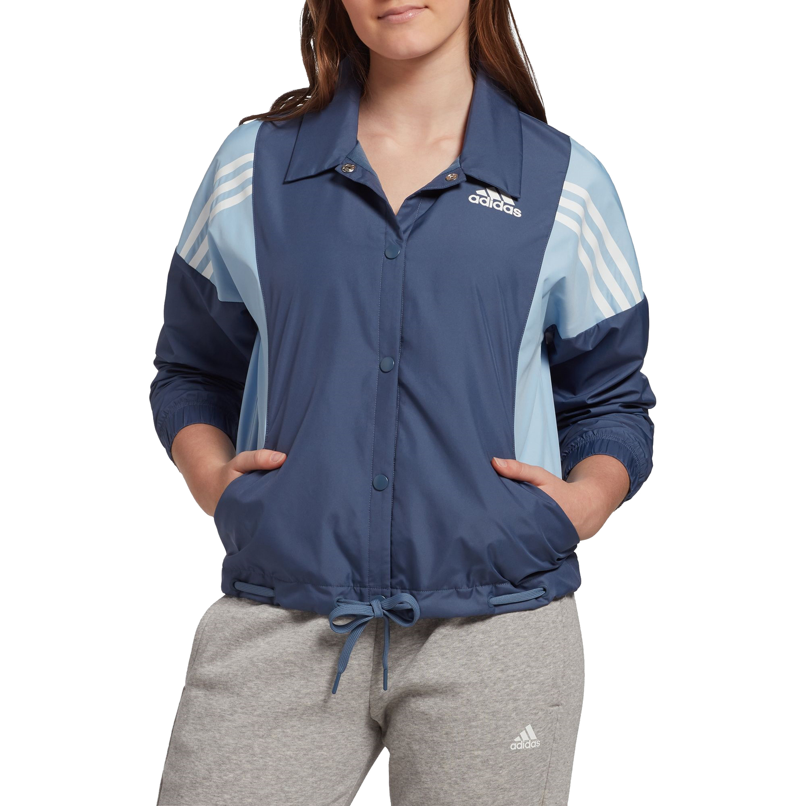 Легкая спортивная куртка Adidas Womens с 3 полосками, цвет Tech Ink/Glow Blue