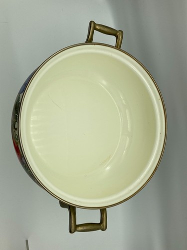 Vintage Tischplatte Cornucopia Emaille auf Stahl 2 Quart Dutch Oven mit Deckel, Obst, 8" - Bild 3 von 8