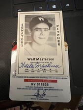 Autographed 1979 Diamond Greats Baseball Card Washington Senators Walt Masterson