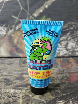 Travel Size SPF 15 Sunblock Sunscreen Aloe Gator Broad Spectrum UVA UVB 3oz B