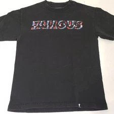 Famous Crewneck Short-Sleeved T-Shirt with Logo 'FAMOUS' Men's Medium Black