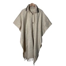 Vintage 70s 80s Wool Knit Collar Poncho Cape