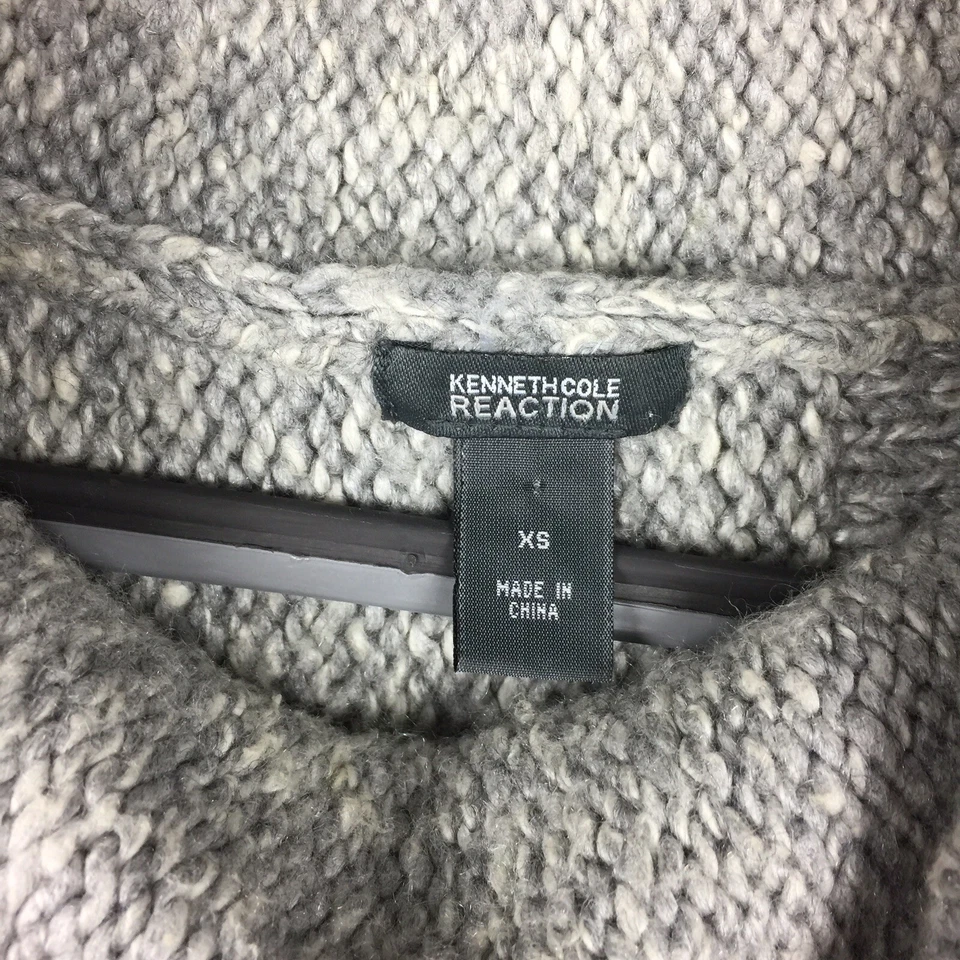 Suéter Kenneth Cole Reaction Talla Extra Pequeña Gris Tejido Capucha Cuello Pullover XS Foto 3 de 4