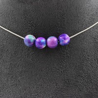 Mineralien Und Edelsteine. Halskette Mit 4 Perlen Lila Blauer Jaspis 8 Mm. Kette