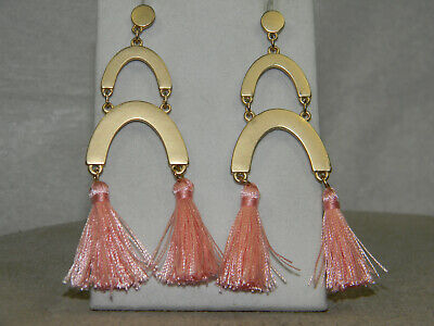 Ana Luisa Long Pink Tassel Earrings Matte Goldtone | eBay