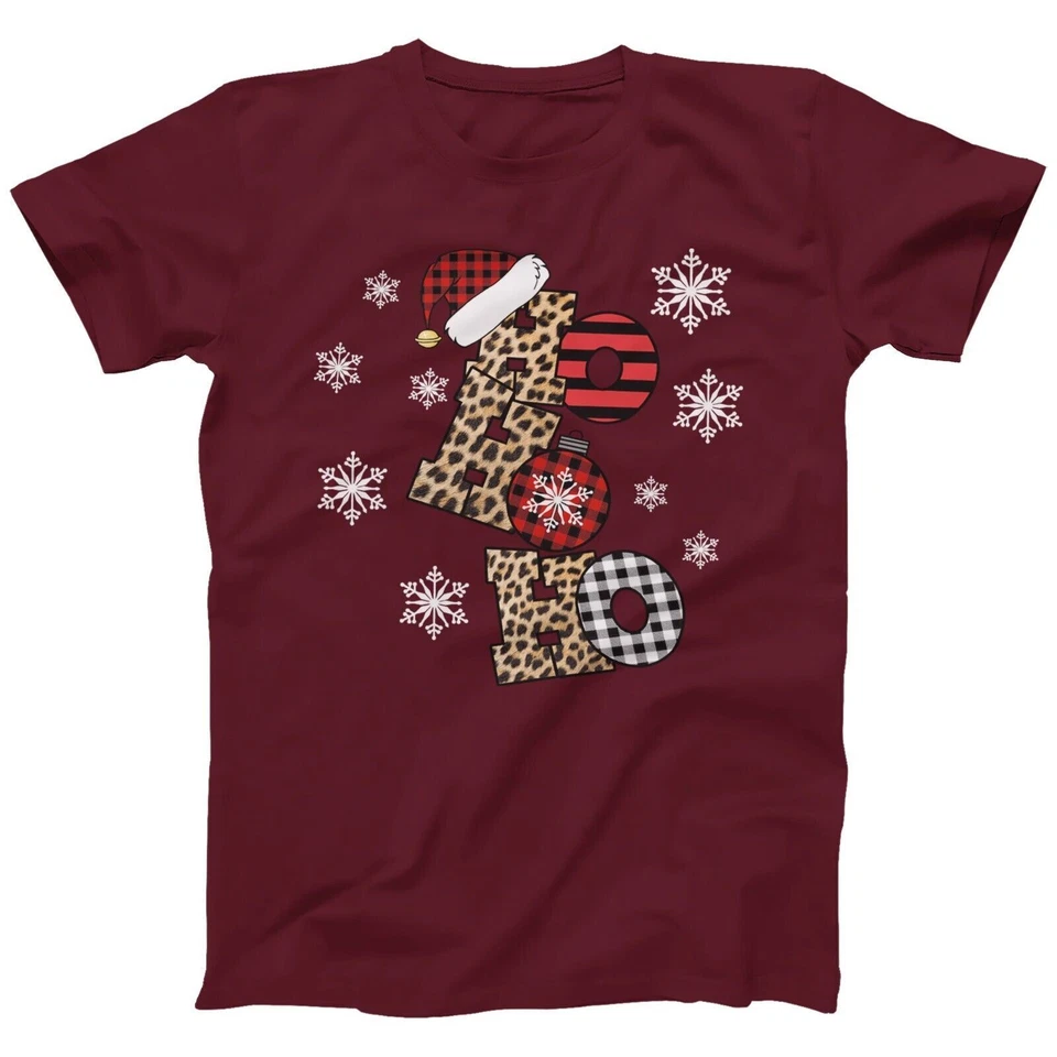 Ho Ho Ho Christmas T-shirt For Men Women | Leopard X-mas Ho Ho Ho Top | (S-5XL) - Image 2 of 4