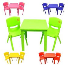 Childrens Kids Plastic Table and Chairs Nursery Garden Sets Outdoor Staudy Table