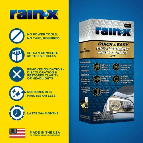 Rain-X® Pro 610200SRP Quick & Easy Headlight Restorer Kit for Many Vehicle Types