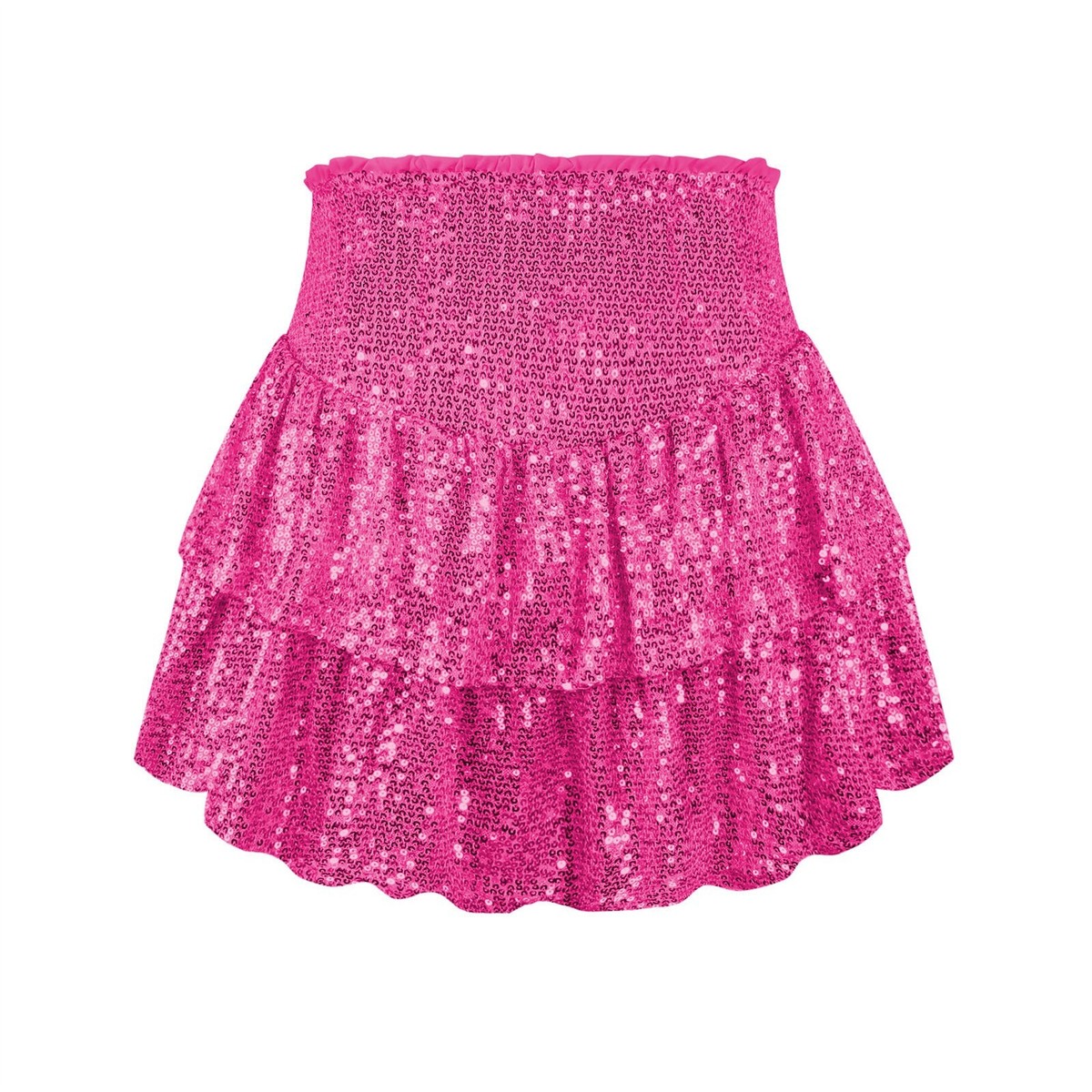 Women Sequin Skirt Sparkly High Waist Ruffle A Line Shiny Glitter