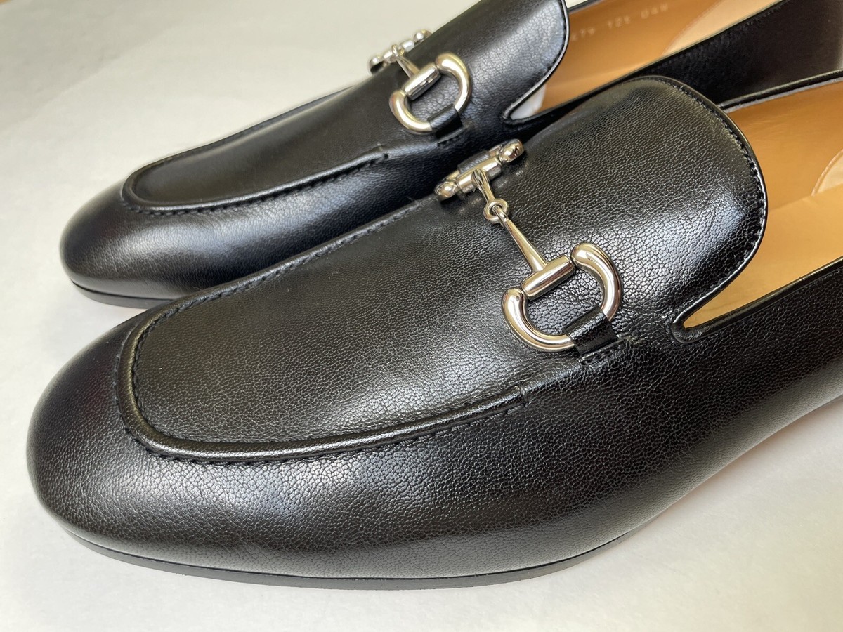 GUCCI Black Leather Silver Horsebit Loafer 649479, Sz UK 13, US