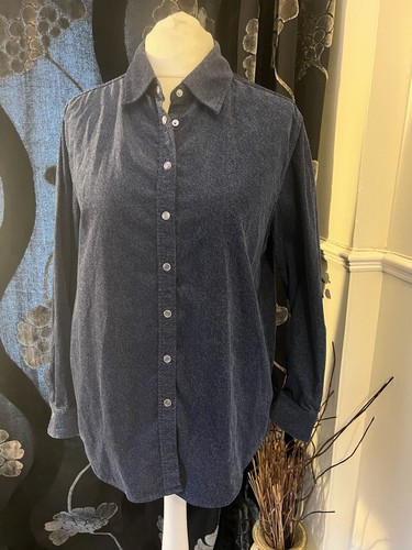 Ladies Vintage St Michael M&S Fine Cord Shirt Blue VGC 16 - Picture 4 of 11