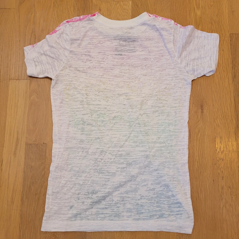 Roxy T Shirt Juniors Small Short Sleeve Multicolored Rainbow Splash Summer Y2K - Image 3 of 4