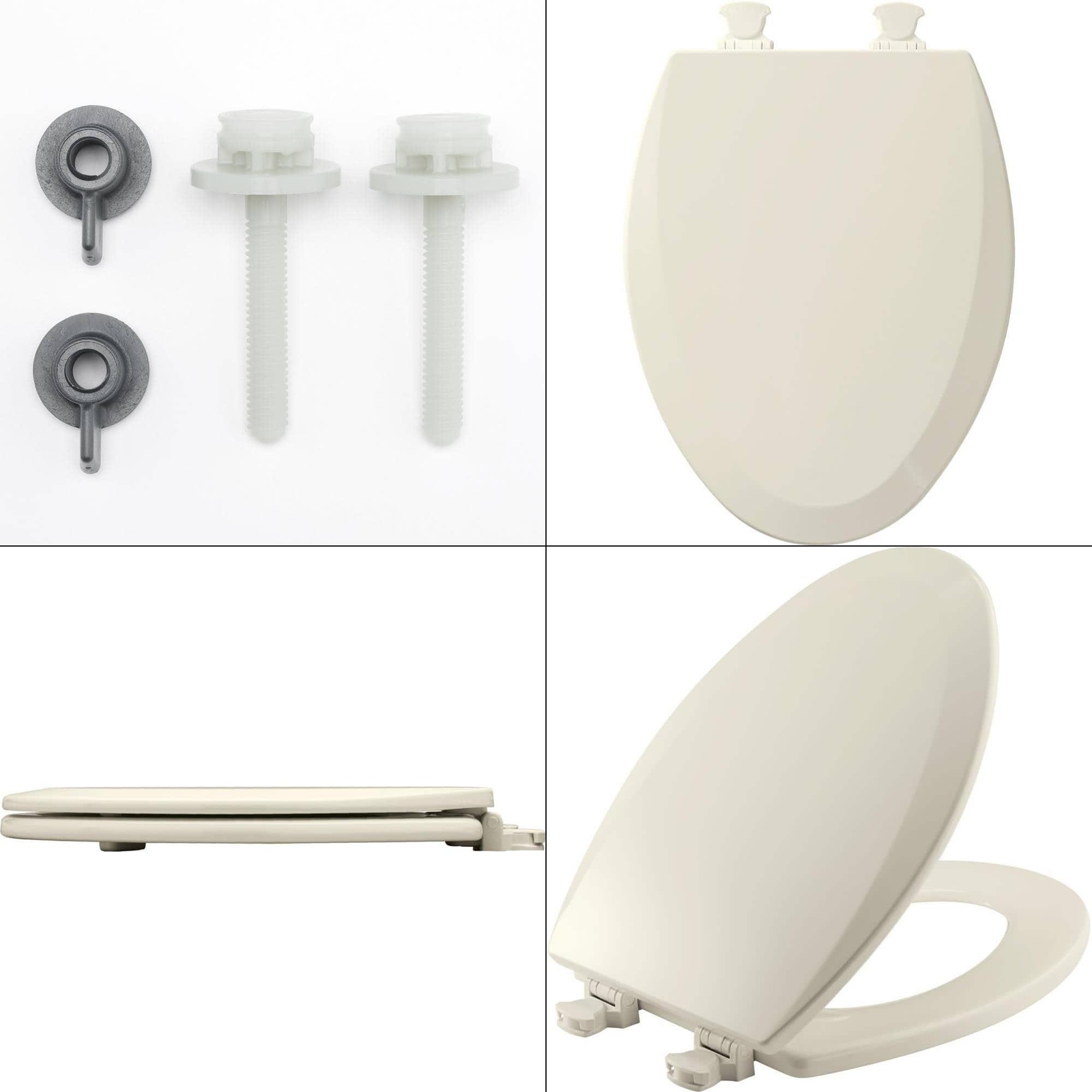 Elongated Closed Front Enameled Wood Toilet Seat In Biscuit Removes For