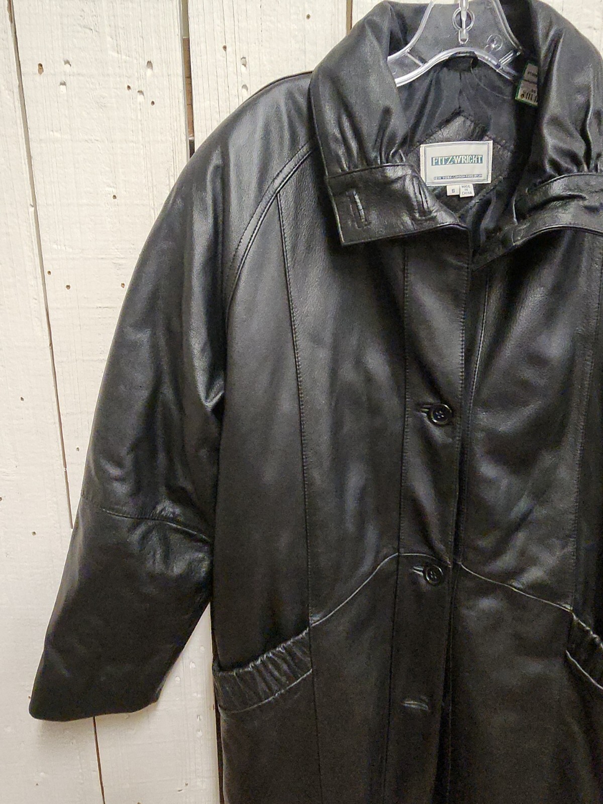 Fitz Wright Leather Jacket Long Sleeves Front But… - image 3