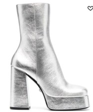 Versace Aevitas Platform 170 MM Heel Metallic Silver Bootie Shoes New 38.5 $1125