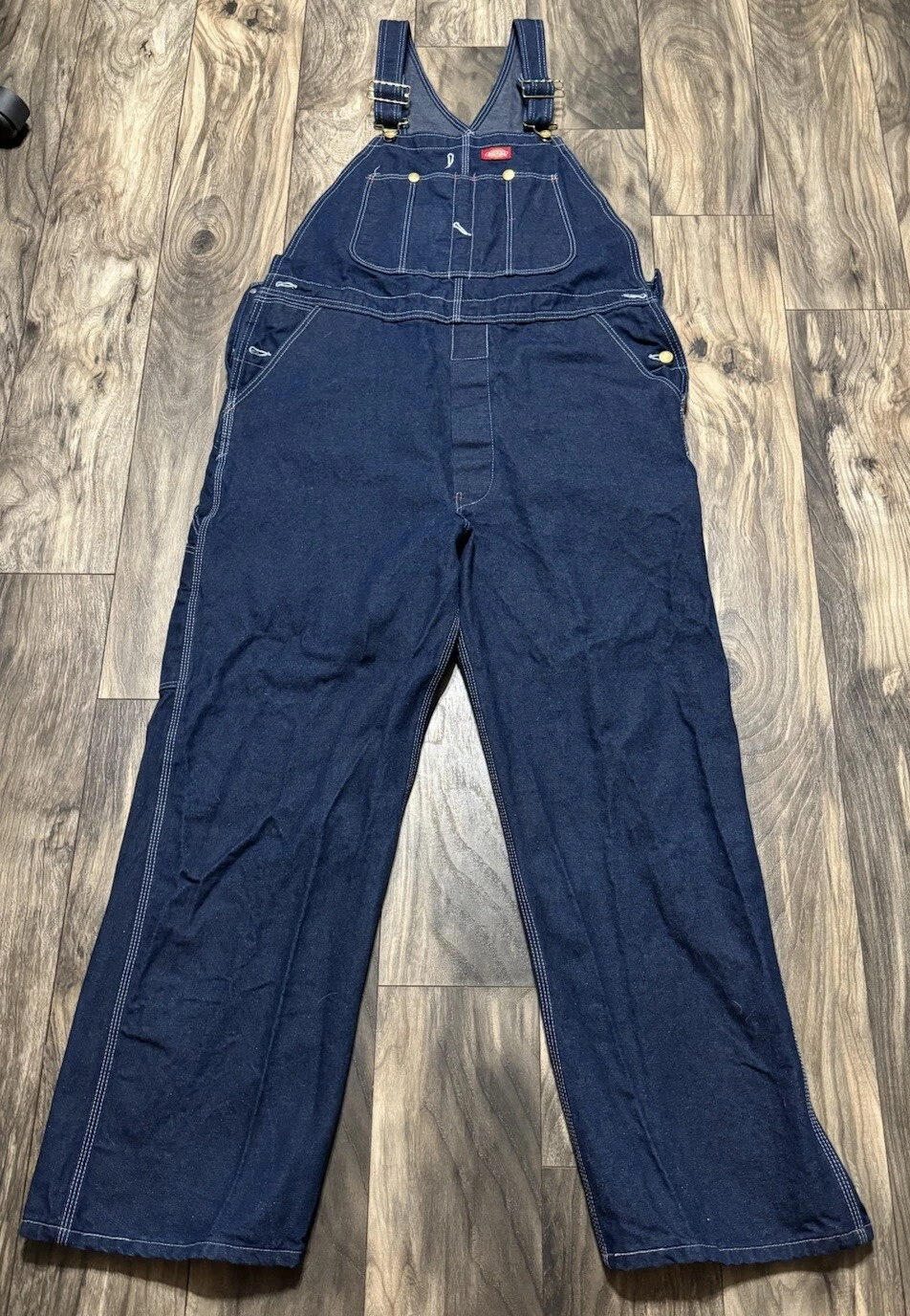 Dickies Overalls Mens 38x30 Blue Denim Vintage Work Bib Outdoor Farm Work *USA*