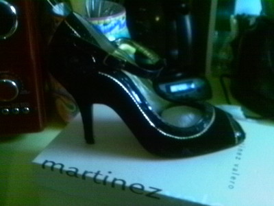 MARTINEZ VALERO BLACK VELVET TANGO T STRAP PEEP TOE 6.5 M