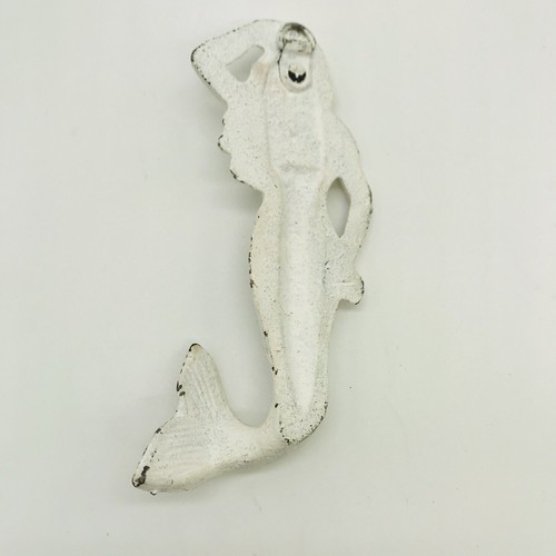 Llamador de puerta de sirena envejecida de hierro fundido o decoración de pared de playa náutica océano - Imagen 2 de 3