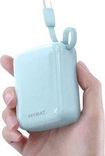 10000mAh - Power Bank with Built in Cable(USB Type C) Pocket Size- Blue