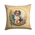 Welsh Springer Spaniel and Flowers Fabric Decorative Pillow Dac2210Pw1414