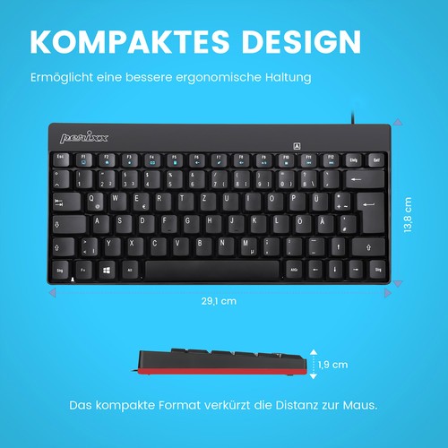 Perixx PERIBOARD-422 DE, Mini USB-C Tastatur kabelgebunden, schwarz - Bild 5 von 7