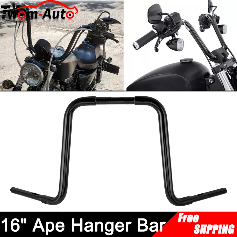 Manillar de barra de suspensión de motocicleta 16" negro para Harley Softail FXST FLST Sportster Foto 4 de 4