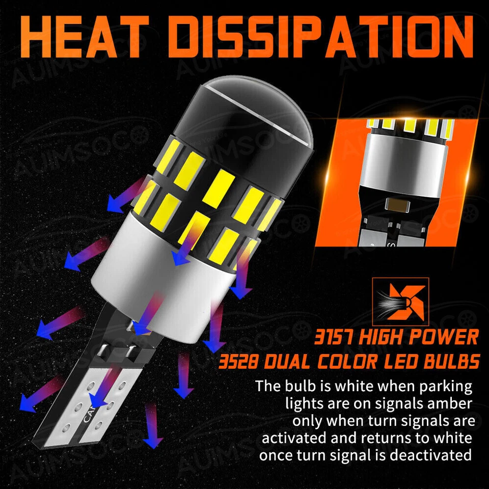 AUIMSOCO 2x T10 168 LED 车牌灯汽车内部灯泡白色 194 152 W5W — 第 2/4 张图片