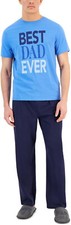 Club Room Mens Best Dad Ever Graphic Knit Pajama Gift  Blue  Small