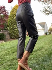 Brown Leather High Waist Vintage Crop Pants M Fits S Nancy Heller Designer