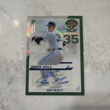 Owen Hall Auto 2025 Panini Prospect Edition - #90 Green Prizm Signatures Tigers