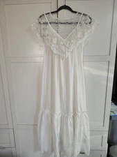 Vtg 1970s Gunne Sax Jessica McClintock White Lace Prairie Slip Underdress * Mark