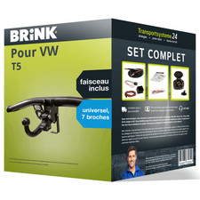 Attelage pour VW T5 04.2003 - 09.2009 Amovible Brink + Faisceau u. 7 broches TOP
