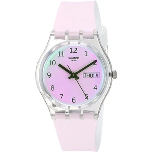 Swatch Women's Watch Transformation Ultrarose White Dial Silicone Strap GE714