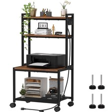 Large Printer Stand with Storage, 4 Tier Table with Wheels for Home Office