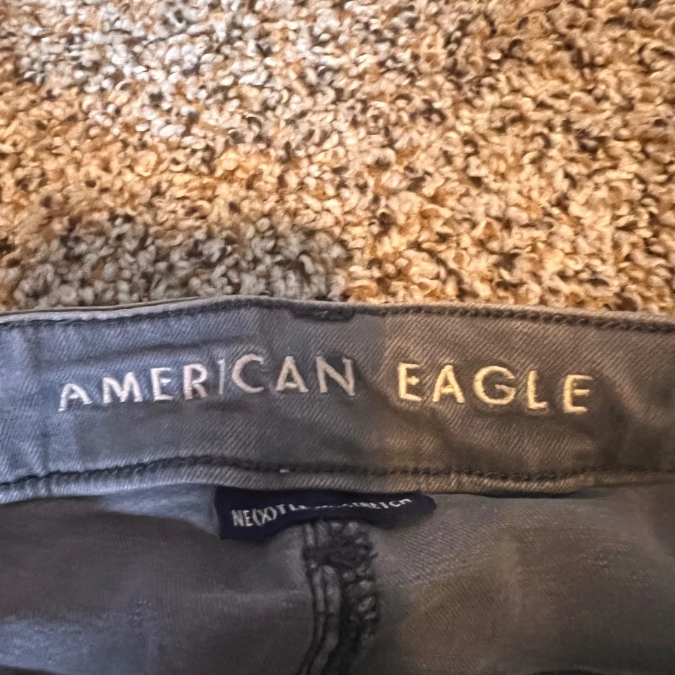 Jeggings American Eagle Cintura Alta Botón Mosca Verde Lavado Talla 12 Foto 3 de 4