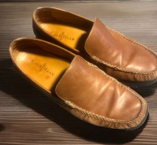 Scarpe mocassino COLE HAAN NikeAir da uomo in pelle marrone C08093 taglia 11M pulite