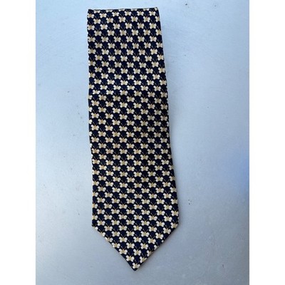 Montagut Paris Mens Silk Tie Navy Blue Gold Butterfly Print Yang Ming Line