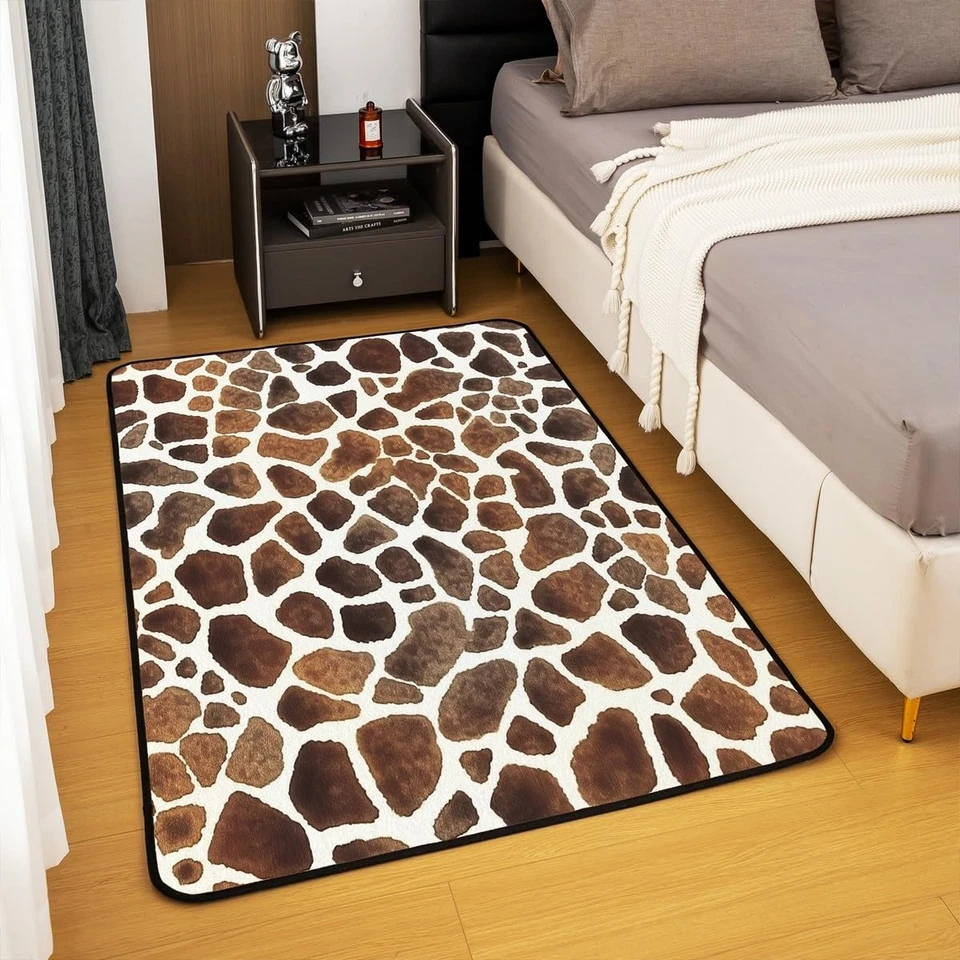 Alfombra con estampado de jirafa 5x7 niños piel de jirafa textura impresión sala alfombras para... Foto 4 de 4