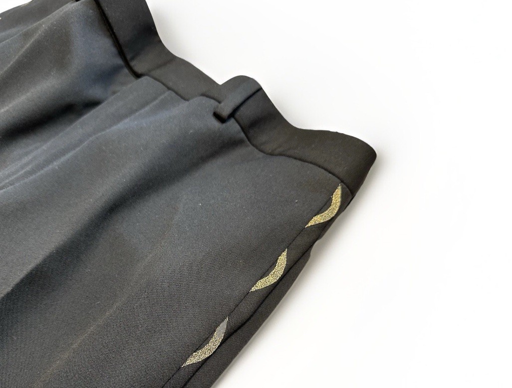 Pantalone sartoriale Saint Laurent ricamo oro nero lana 48