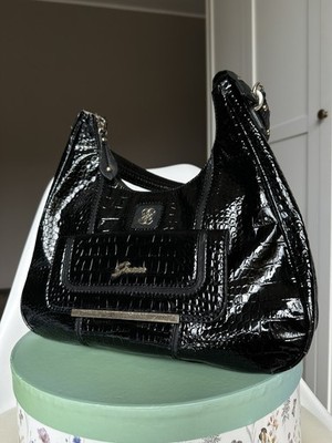 Vintage Guess Handbag Womens black Faux Leather Shoulder Bag