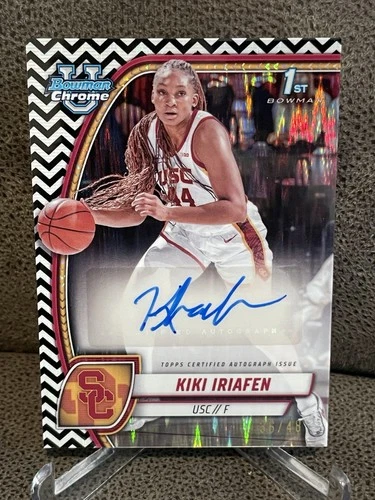 🔥Kiki Iriafen 2024 Bowman Chrome 1st Black & White Stealth Auto /48 USC Mystics