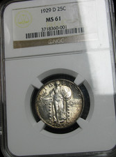 1929-D Standing Liberty Quarter Silver ---- NGC MS-61 Graded Coin ---- #520C