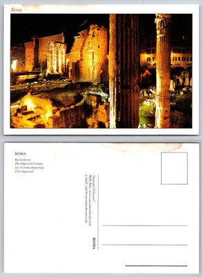 Imperial Forums Rome Italy Night View Postcard Souvenir Colosseo